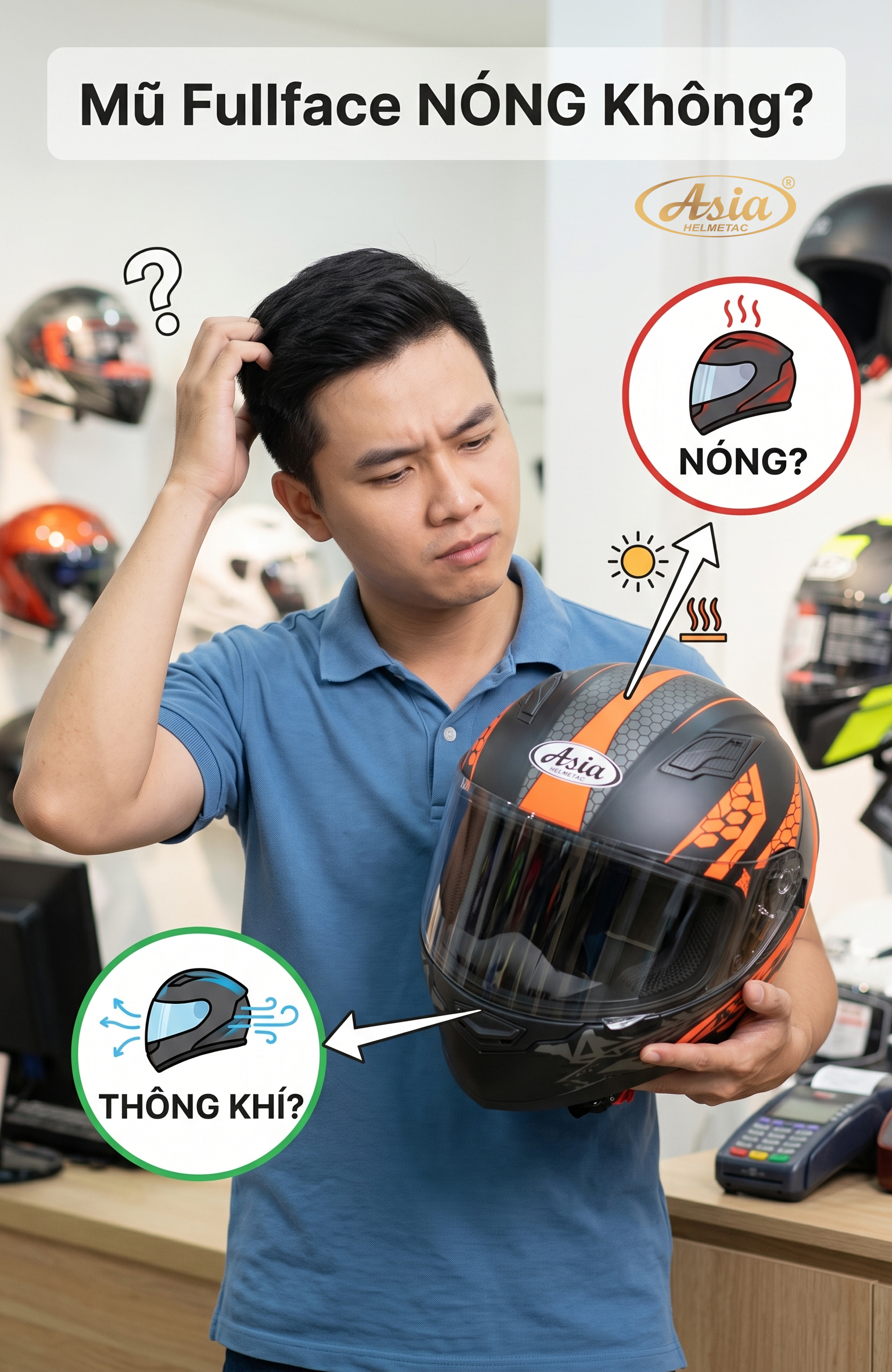 Mũ bảo hiểm fullface có nóng không?
